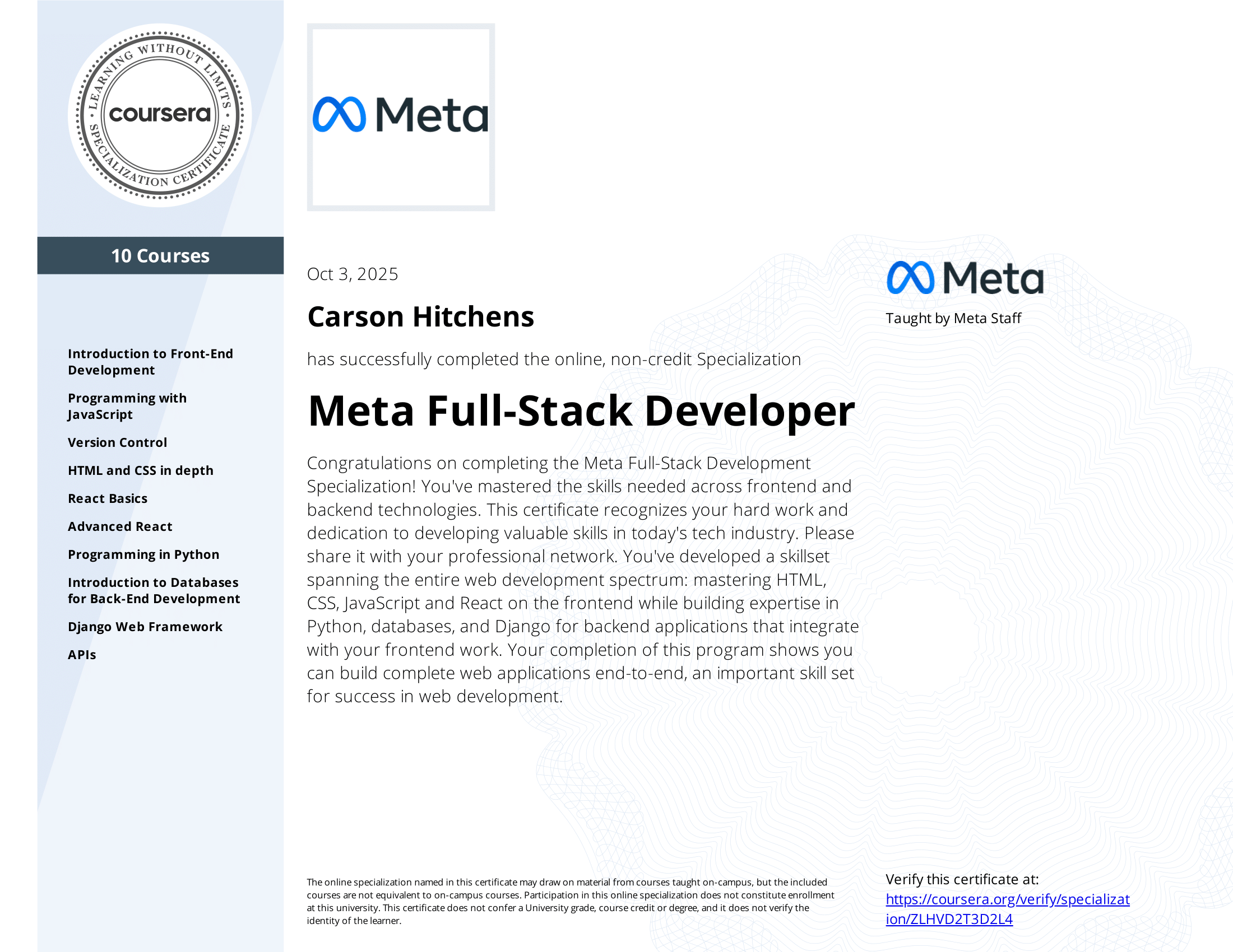 Full Stack Developer Certificate